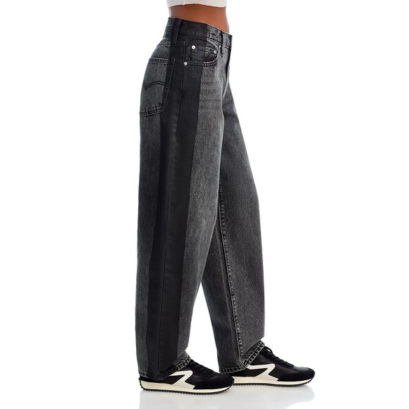 Levis Premium Womens Baggy Dad Denim Jeans 28 Black Gray Mid Rise Loose Relaxed - Picture 2 of 16